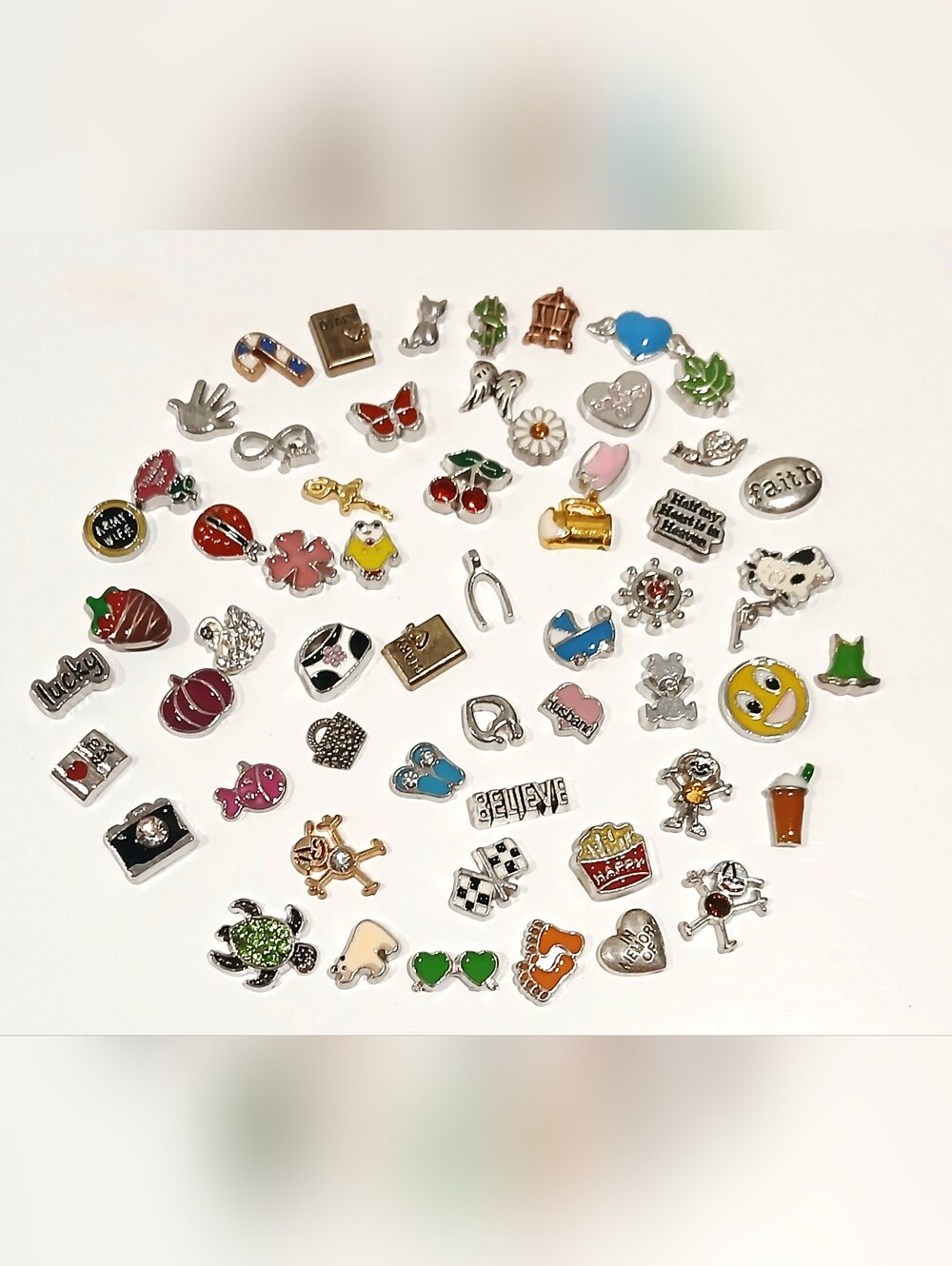 Mixed Enamel Floatong Charm Lot fir Memory Locket- Colorful Assortment